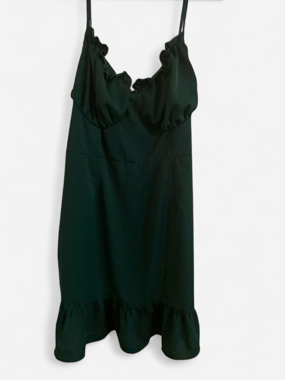 SHEIN Black Ruffle-Trim Mini Slip Dress